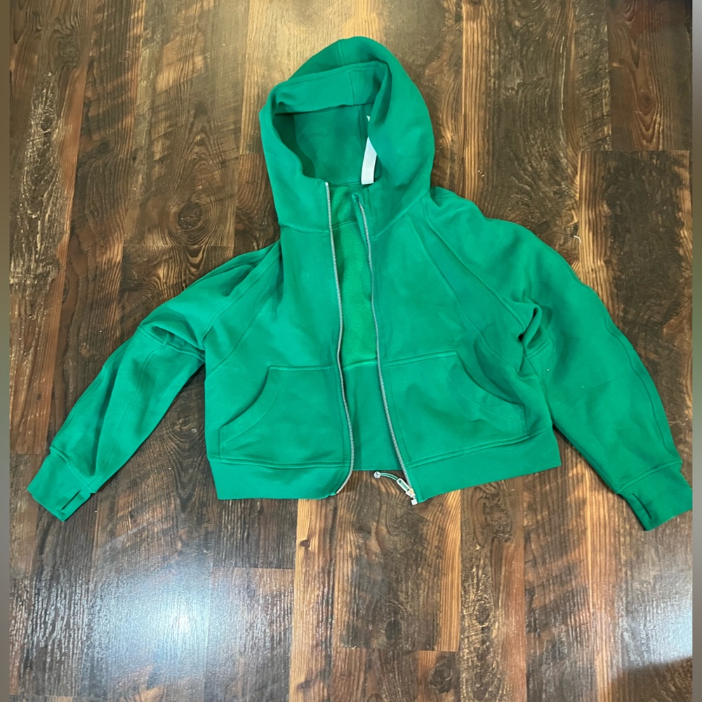 Lululemon women's oversized raceway green full zip cropped scuba hoodie - Picture 1 of 9
